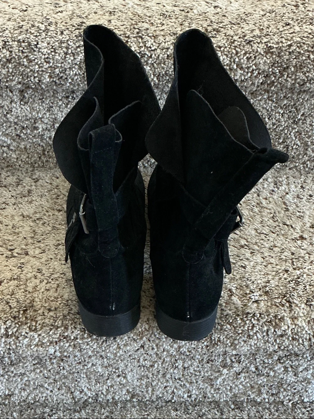 JustFab Selene Black Suede Moto Ankle Boots - Women's Size 11